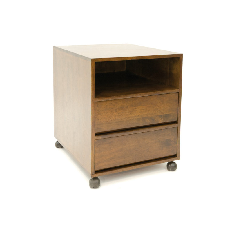 Office Storage Cabinet With 2 Drawers On Wheels Color Hevea Browncm Material Hevea Dimension 45x60x55