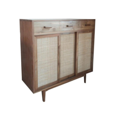 TODUS | Vintage shoe cabinet 3 drawers and 3 doors with rattan