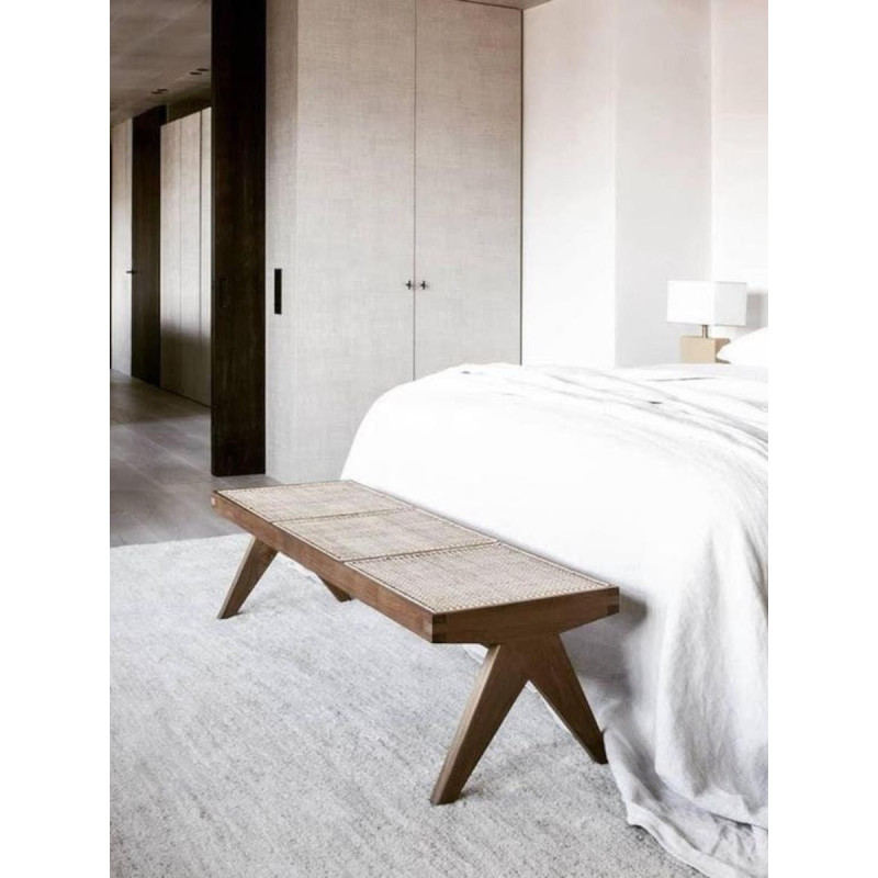 XANTANA | Vintage bench in reclaimed teak & rattan