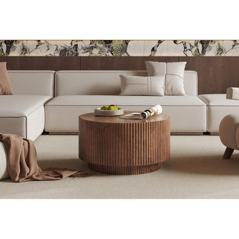 VICTOR | Round coffee table in natural mango wood