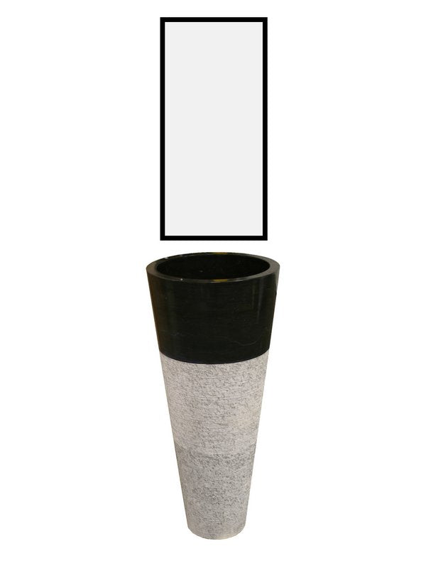 Cylinder washbasin in grey marble