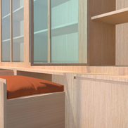 Glass cabinet with storage or seating - X