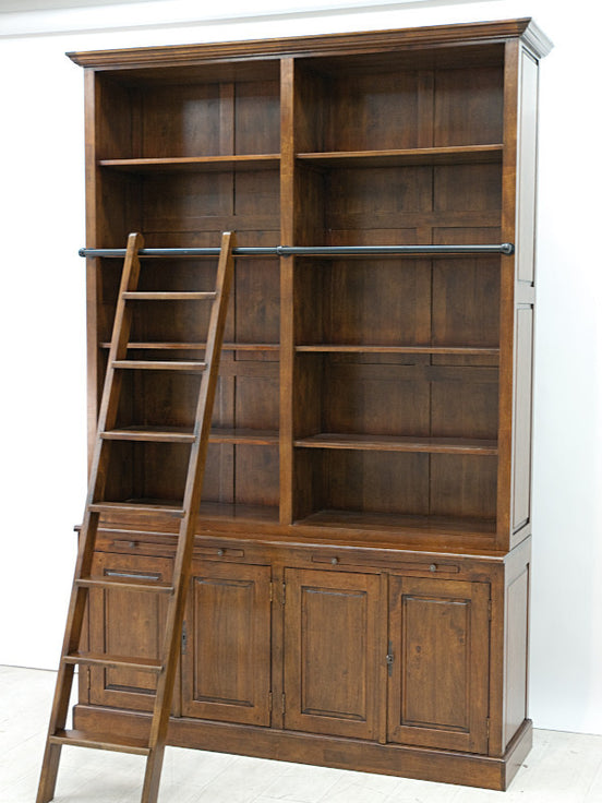 Sets of 2 attached bookshelves with ladder mo9084
