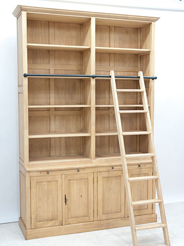 Sets of 2 attached bookshelves with ladder mo9084