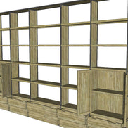 Bespoke, very large bookshelf, in old teak and metal