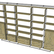 Bespoke, very large bookshelf, in old teak and metal