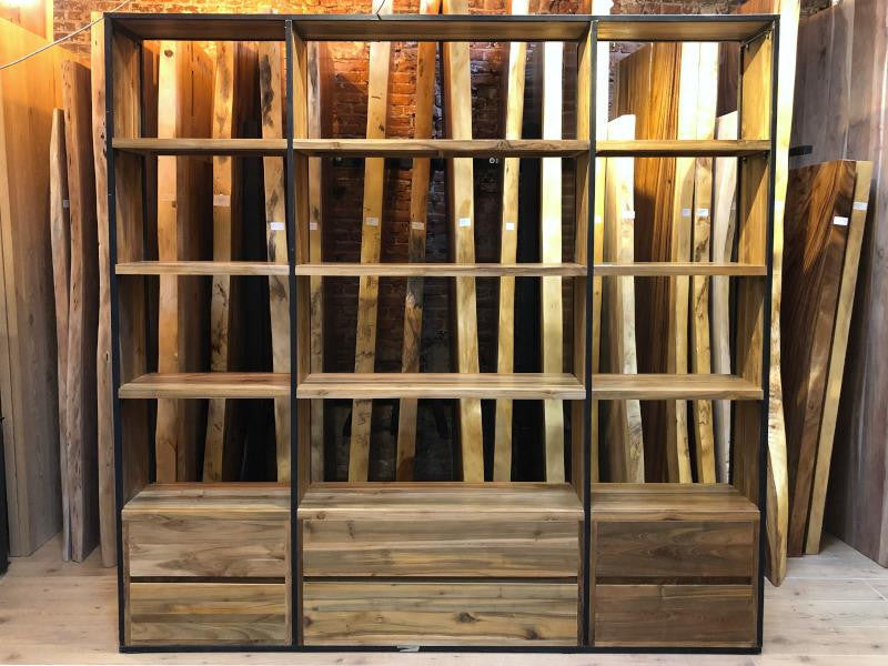 TIR012 | Bookshelf in reclaimed teak and steel