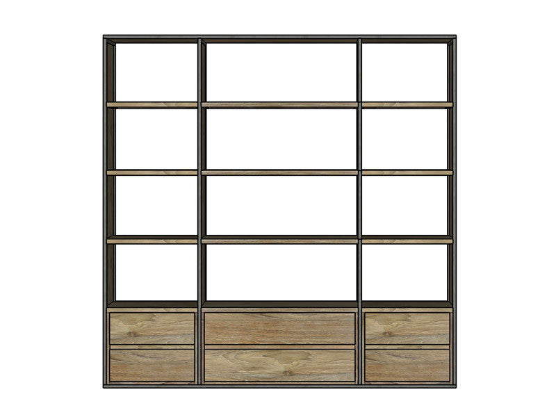 TIR012 | Bookshelf in reclaimed teak and steel