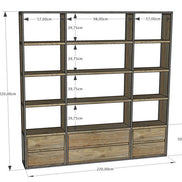 TIR012 | Bookshelf in reclaimed teak and steel