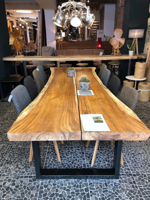 Large dining table with iron legs