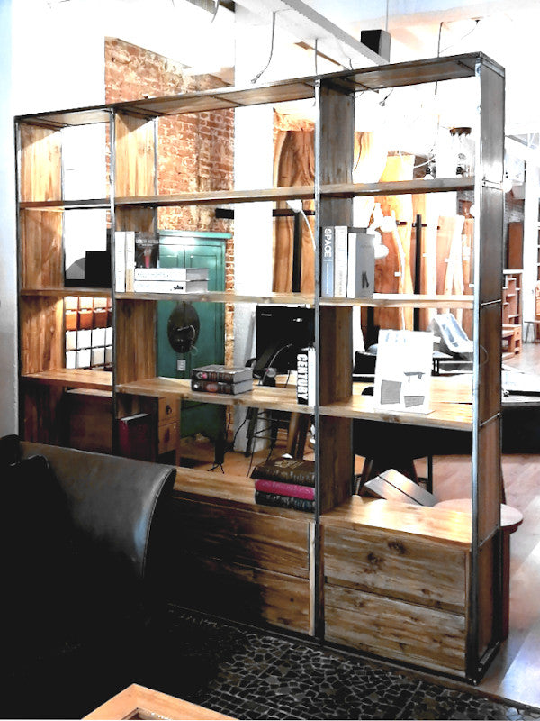TIR012 | Bookshelf in reclaimed teak and steel