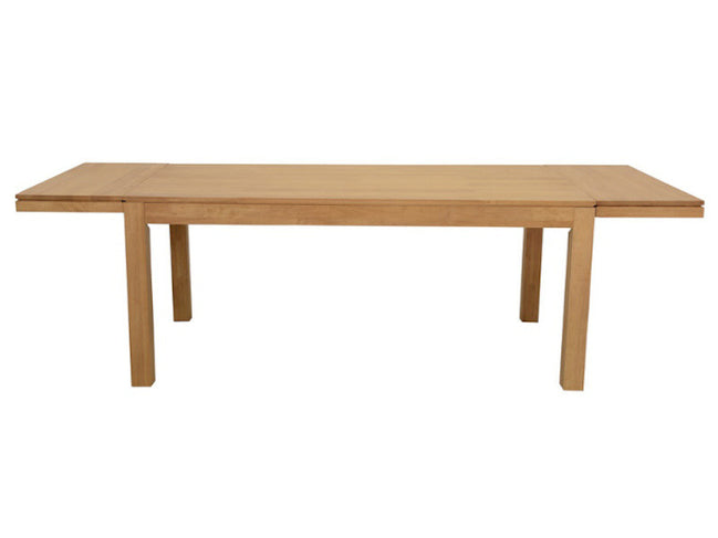 Extendable dining table, in solid hevea wood