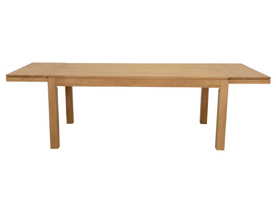 Extendable dining table, in solid hevea wood