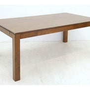 Extendable dining table, in solid hevea wood