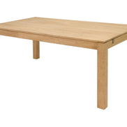 Extendable dining table, in solid hevea wood