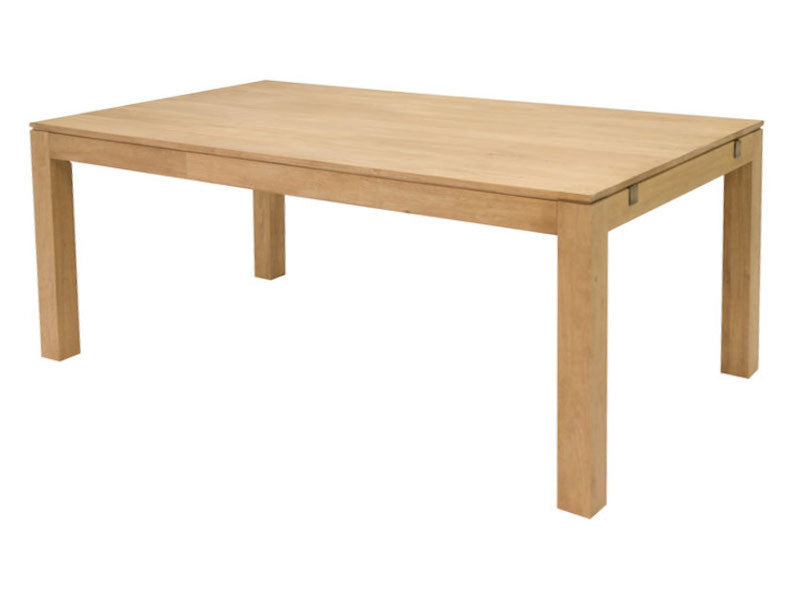 Extendable dining table, in solid hevea wood