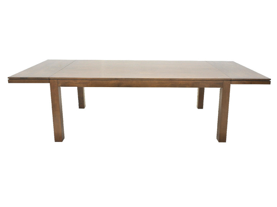 Extendable dining table, in solid hevea wood
