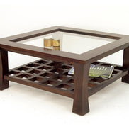 Low coffee table with glass top