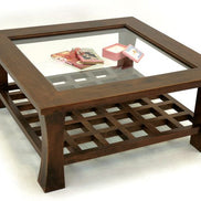 Low coffee table with glass top