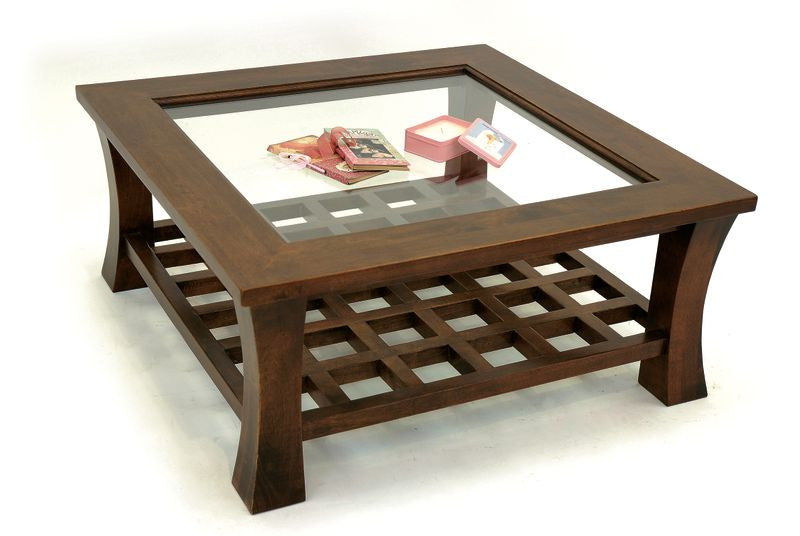 Low coffee table with glass top
