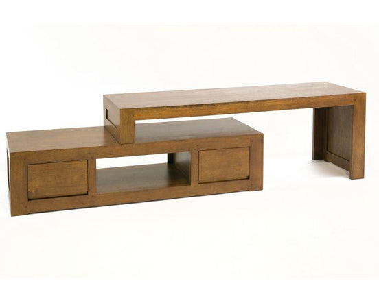 Low TV cabinet made in 2 sliding parts