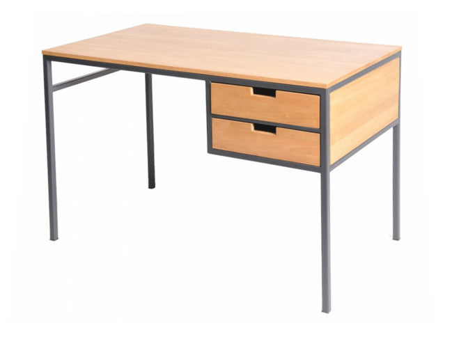 Desk with metal legs, 2 drawers
