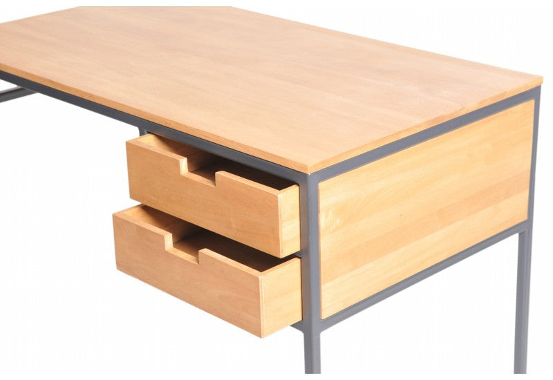 Desk with metal legs, 2 drawers