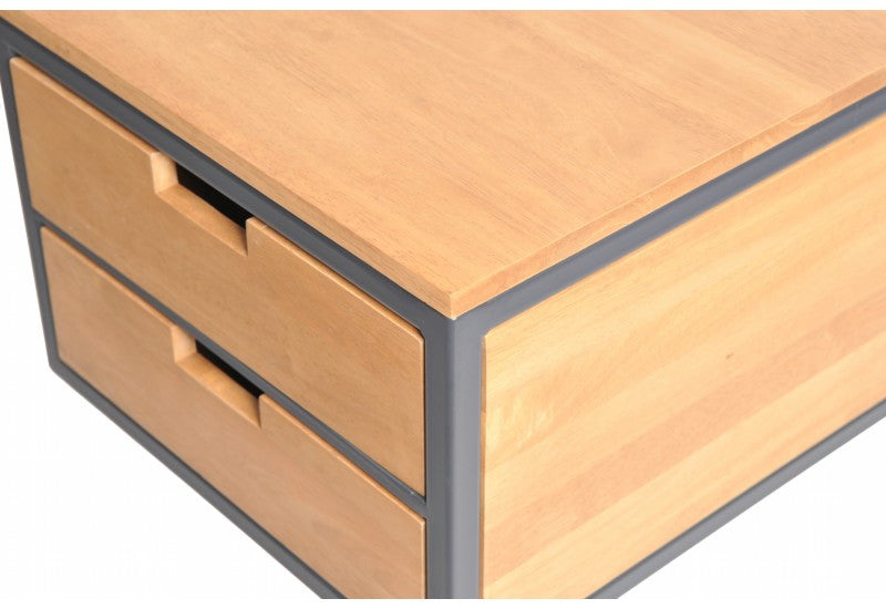 Desk with metal legs, 2 drawers