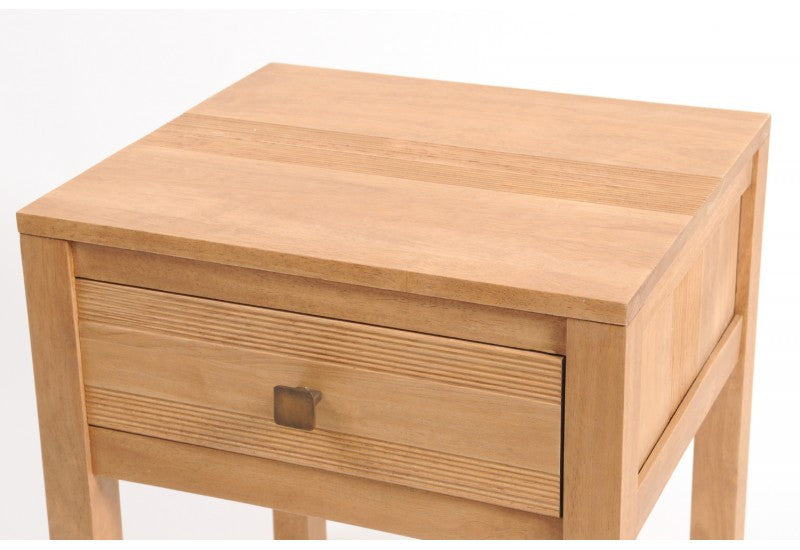 Bedside table with stripe carved pattern