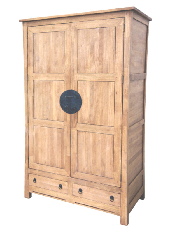 Chinese style wardrobe in solid hevea wood