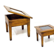 Small glass coffee table with storage