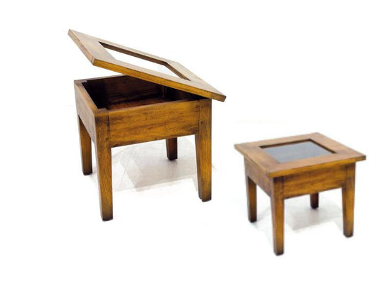 Small glass coffee table with storage