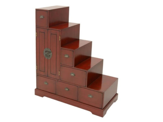 Chinese staircase cabinet 6 drawers, 2 doors