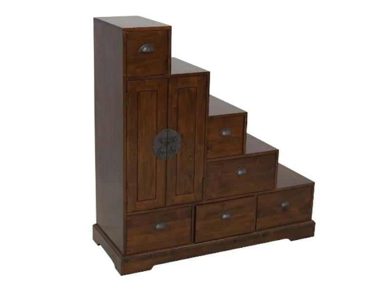 Chinese staircase cabinet 6 drawers, 2 doors