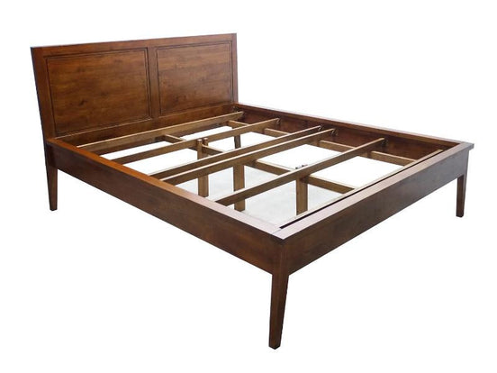 Elegant bed with thin frame and 2 panels bedhead