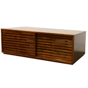 Coffee table with 4 slatted sliding doors