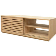 Coffee table with 4 slatted sliding doors