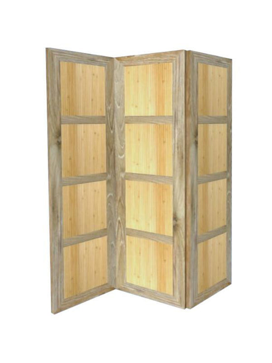Reclaimed teak and bamboo room divider   3 panels
