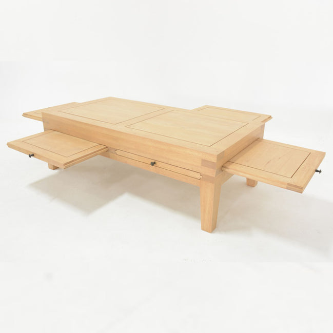 Low coffee table with 6 sliding trays
