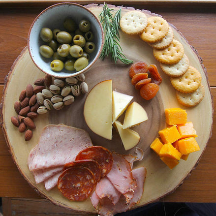 Ronde acacia schors charcuterie / kaasplank