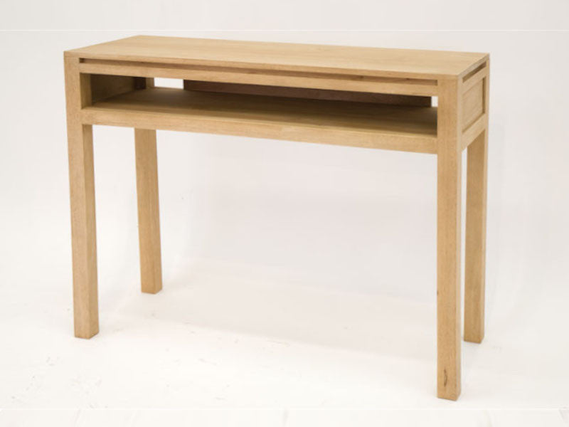 Console with storage rack