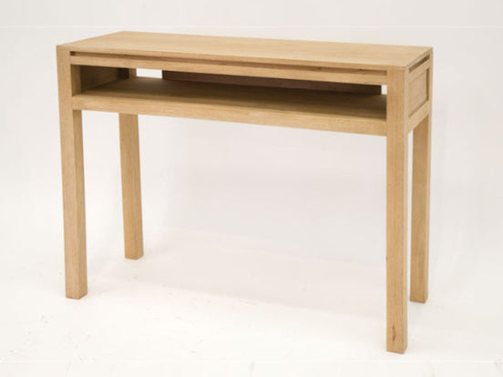 Console with storage rack