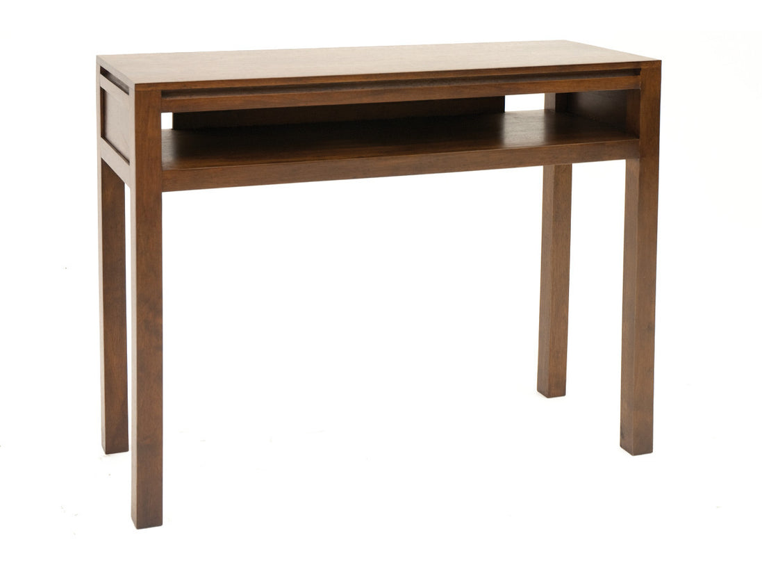 Console with storage rack