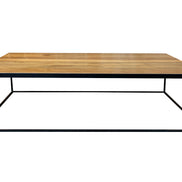 Coffee table in untreated solid reclaimed teak natural wood