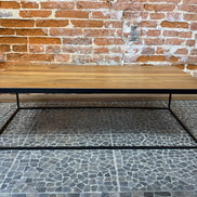 Coffee table in untreated solid reclaimed teak natural wood