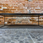 Coffee table in untreated solid reclaimed teak natural wood