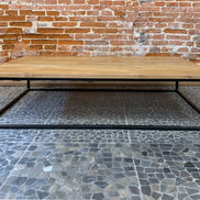 Coffee table in untreated solid reclaimed teak natural wood.