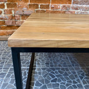 Coffee table in untreated solid reclaimed teak natural wood.