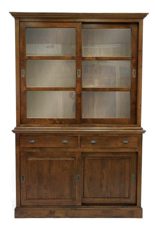 Display cabinet in 2 parts, with sliding doors