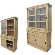 Display cabinet in 2 parts, with sliding doors